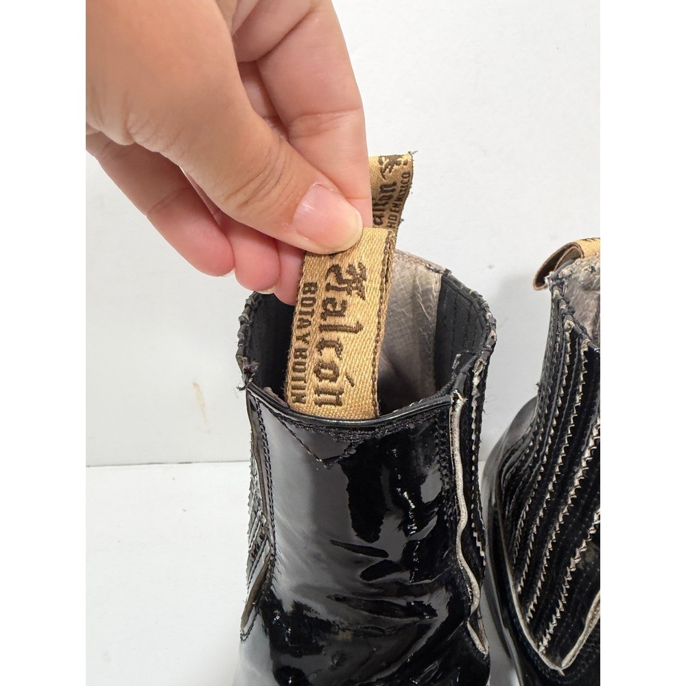 Falcon Bota y Botin Black Patent Leather Chelsea Boots Made Mexico‎ rodeo boots - Picture 3 of 11